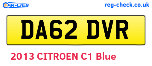 DA62DVR are the vehicle registration plates.