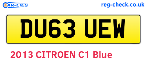 DU63UEW are the vehicle registration plates.