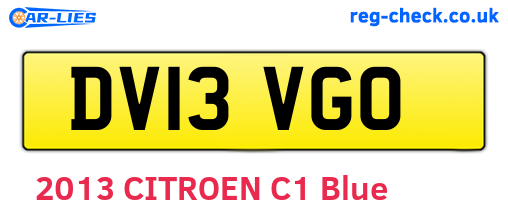 DV13VGO are the vehicle registration plates.