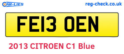 FE13OEN are the vehicle registration plates.