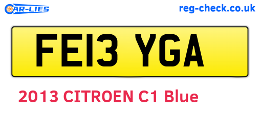 FE13YGA are the vehicle registration plates.