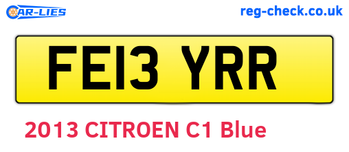FE13YRR are the vehicle registration plates.