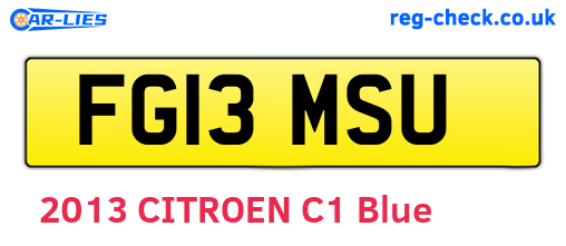 FG13MSU are the vehicle registration plates.