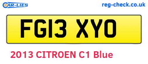 FG13XYO are the vehicle registration plates.
