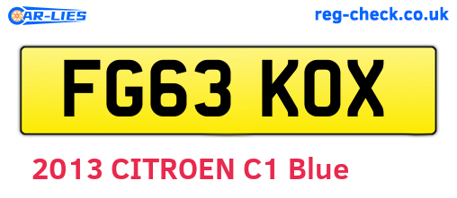 FG63KOX are the vehicle registration plates.