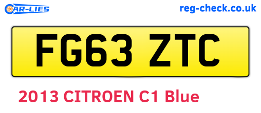 FG63ZTC are the vehicle registration plates.