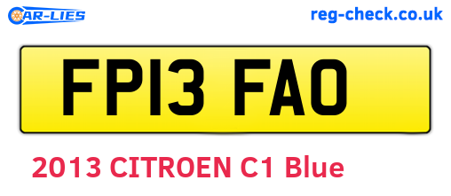 FP13FAO are the vehicle registration plates.