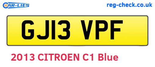 GJ13VPF are the vehicle registration plates.