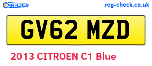 GV62MZD are the vehicle registration plates.