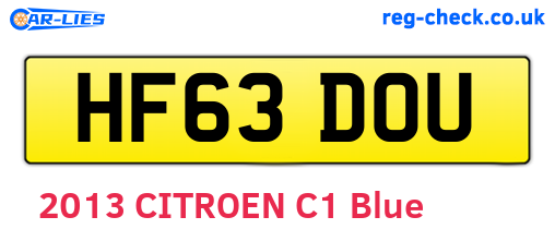 HF63DOU are the vehicle registration plates.