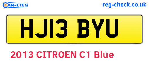 HJ13BYU are the vehicle registration plates.