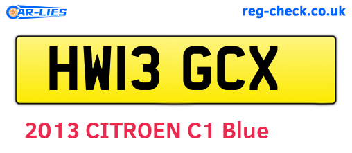 HW13GCX are the vehicle registration plates.