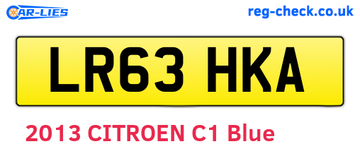 LR63HKA are the vehicle registration plates.