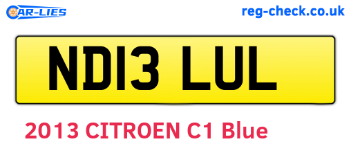 ND13LUL are the vehicle registration plates.