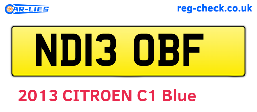 ND13OBF are the vehicle registration plates.