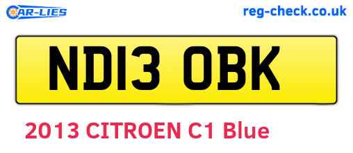 ND13OBK are the vehicle registration plates.