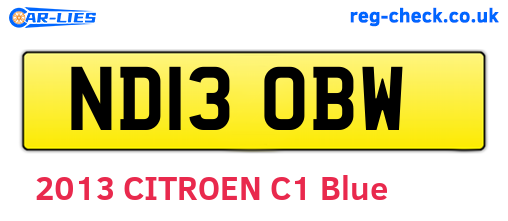 ND13OBW are the vehicle registration plates.