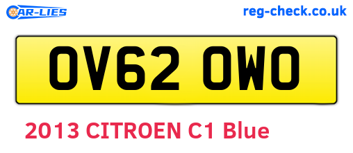 OV62OWO are the vehicle registration plates.