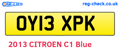 OY13XPK are the vehicle registration plates.
