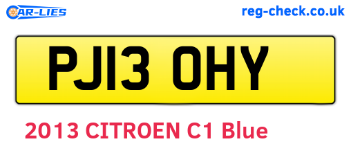 PJ13OHY are the vehicle registration plates.