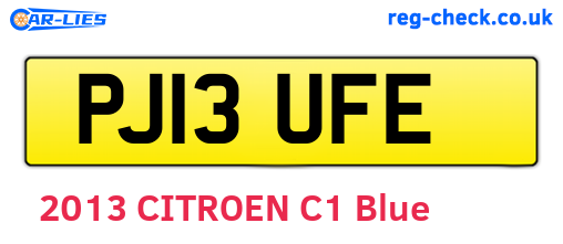 PJ13UFE are the vehicle registration plates.