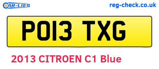 PO13TXG are the vehicle registration plates.