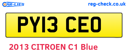PY13CEO are the vehicle registration plates.