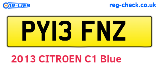 PY13FNZ are the vehicle registration plates.