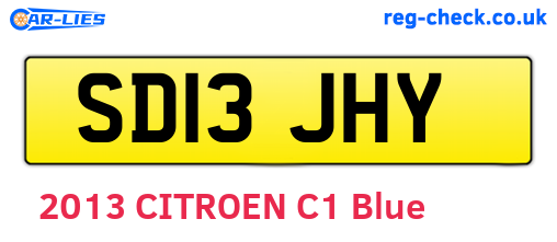 SD13JHY are the vehicle registration plates.