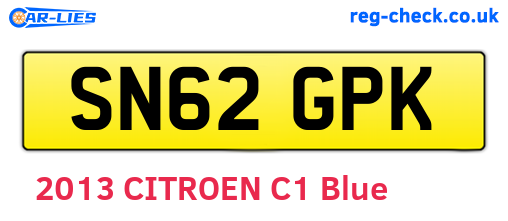 SN62GPK are the vehicle registration plates.