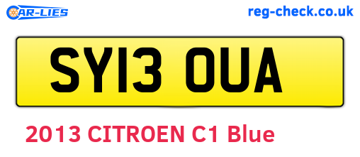 SY13OUA are the vehicle registration plates.