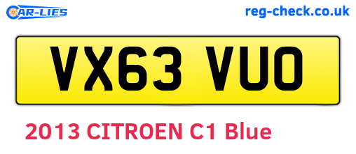 VX63VUO are the vehicle registration plates.