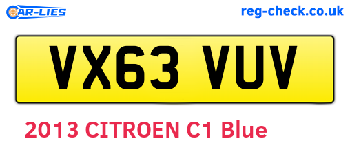 VX63VUV are the vehicle registration plates.