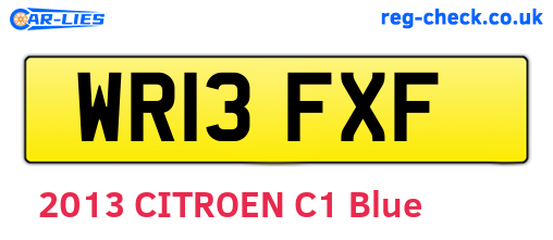 WR13FXF are the vehicle registration plates.