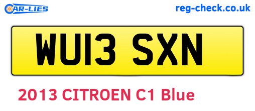 WU13SXN are the vehicle registration plates.