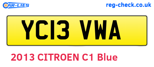 YC13VWA are the vehicle registration plates.