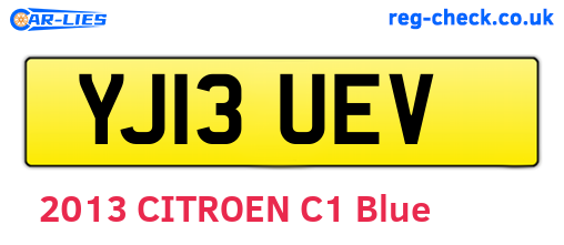 YJ13UEV are the vehicle registration plates.