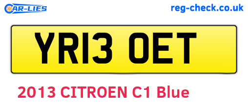 YR13OET are the vehicle registration plates.
