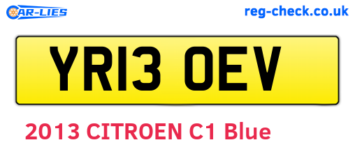 YR13OEV are the vehicle registration plates.