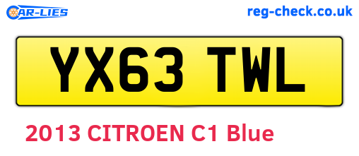 YX63TWL are the vehicle registration plates.