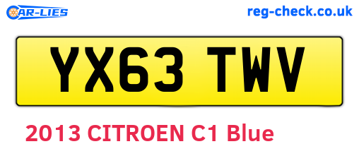 YX63TWV are the vehicle registration plates.