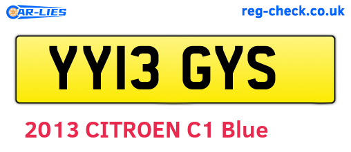 YY13GYS are the vehicle registration plates.