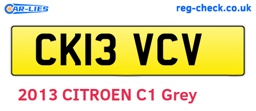 CK13VCV are the vehicle registration plates.