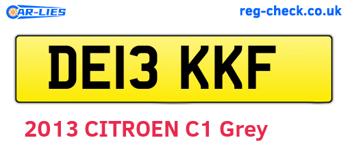 DE13KKF are the vehicle registration plates.