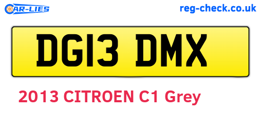 DG13DMX are the vehicle registration plates.
