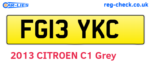 FG13YKC are the vehicle registration plates.
