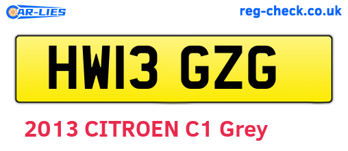 HW13GZG are the vehicle registration plates.
