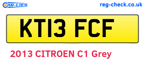 KT13FCF are the vehicle registration plates.