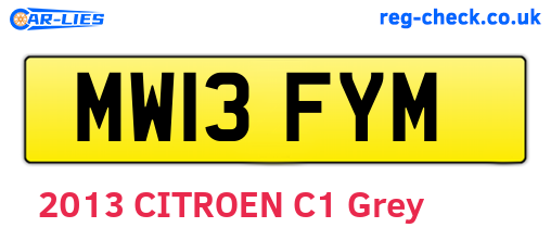 MW13FYM are the vehicle registration plates.