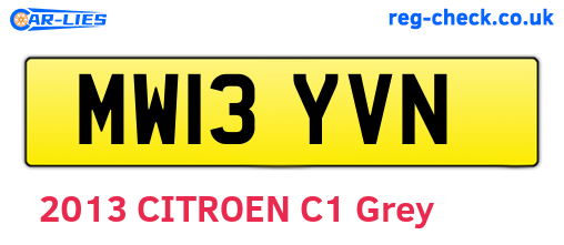 MW13YVN are the vehicle registration plates.